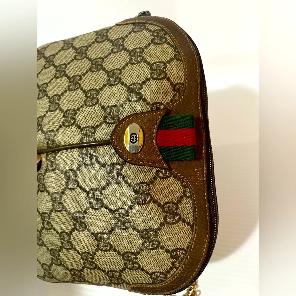 Authentic Gucci Dark Brown canvas cross body bag - Picture 3 of 7